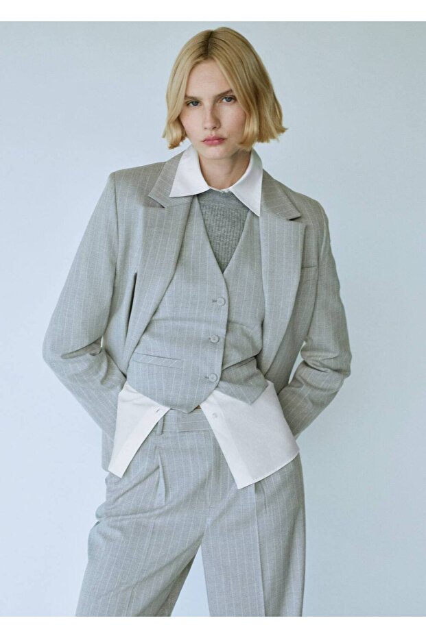 İnce çizgili yelek - 5