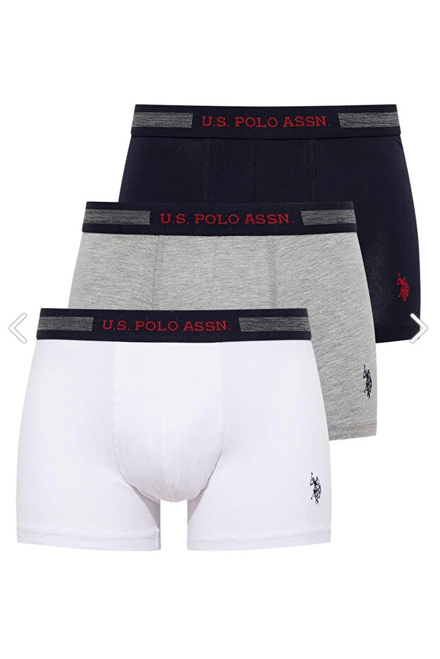 Men'S, Licensed, Uspa, King Size, Exclusive (White-Grey-Navy Blue) 3-Piece Boxer Set
