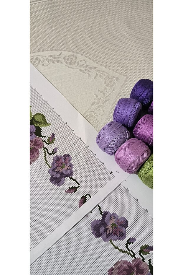 Seccade işleme kiti/ mor ve mürdüm menekşeler modeli - 4