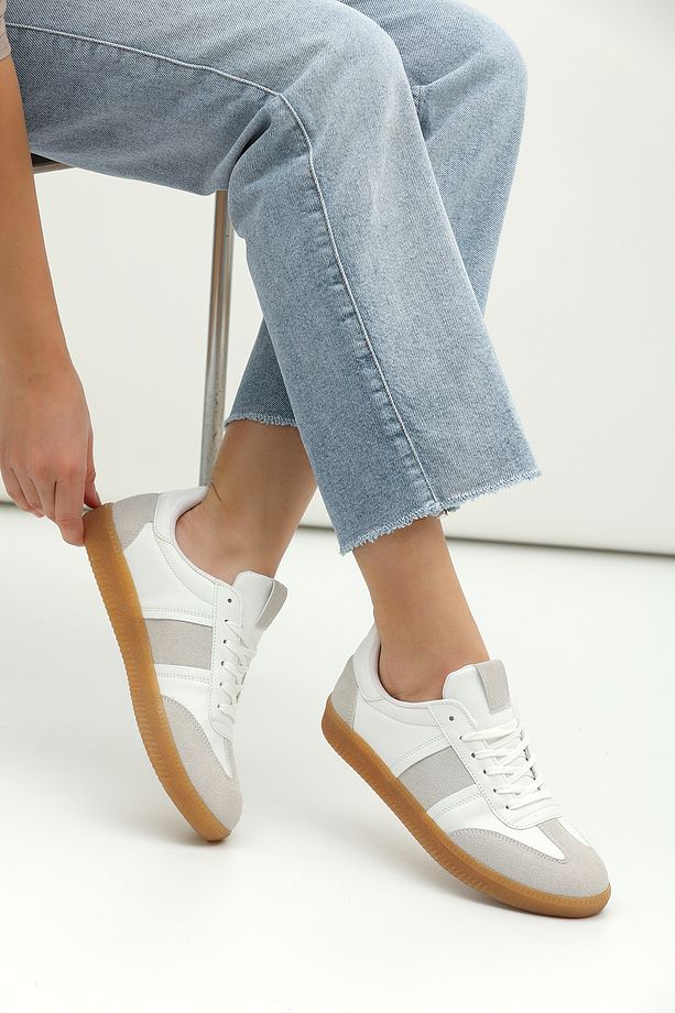 Süet Retro Kadın Sneaker Ayakkabı - 1