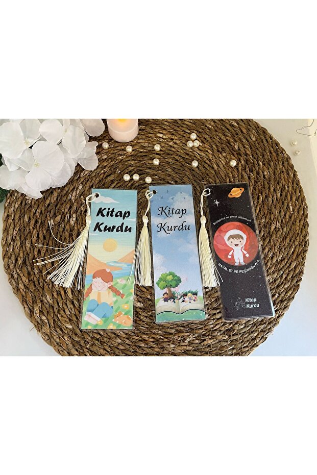 3 قطع من علامات الكتب على شكل دودة الكتب - 1