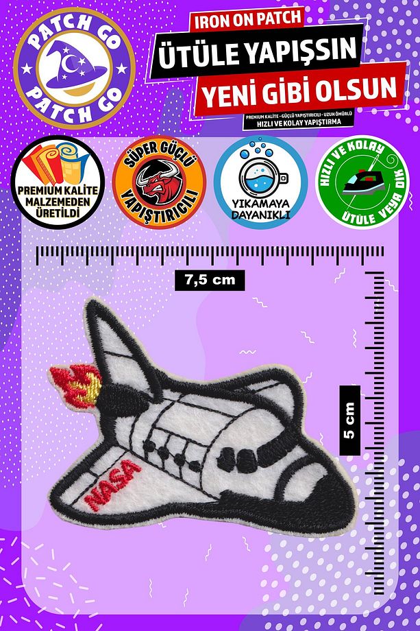 Ütü ile Yapışan Arma, NASA Set (5 Adet), Ütüyle Yapışan Nakış Dokuma Yama Patch - 5