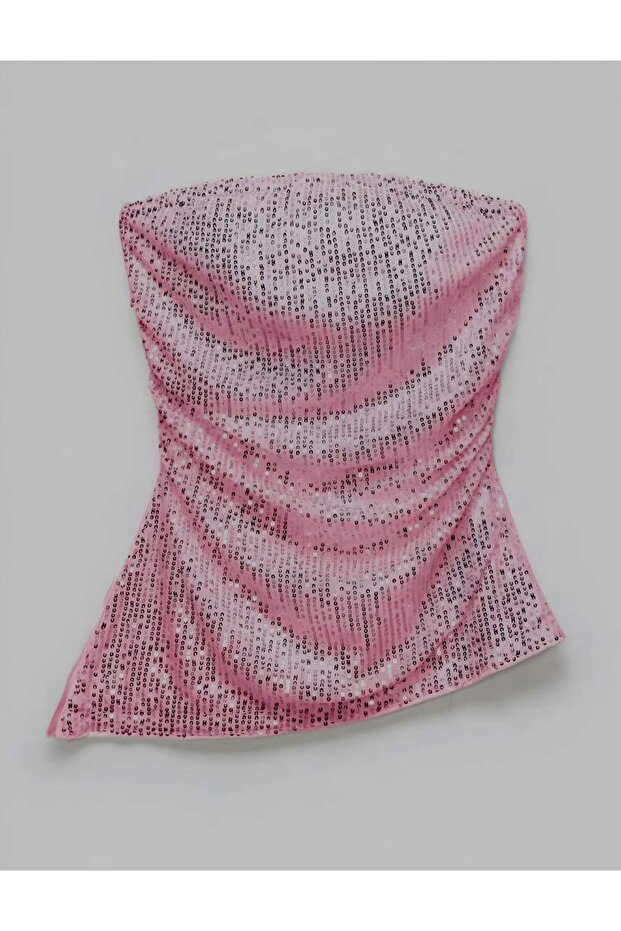 Asymmetric Cut Sequin Fabric ALDA Blouse