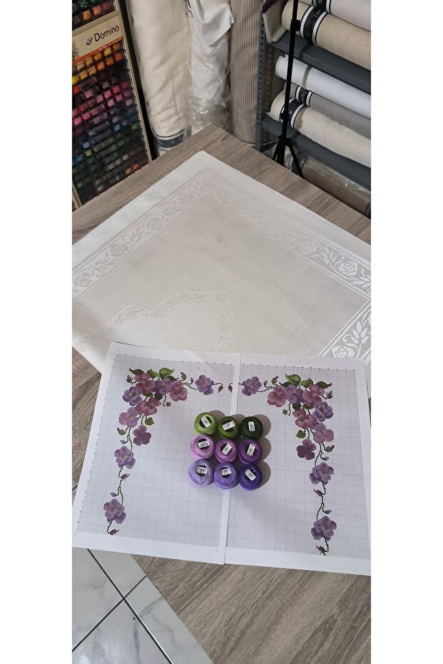 Seccade işleme kiti/ mor ve mürdüm menekşeler modeli - 1