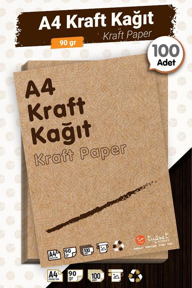 A4 Saman Kağıt  Kraft Kağıt 90 gr 100 Adet - 2