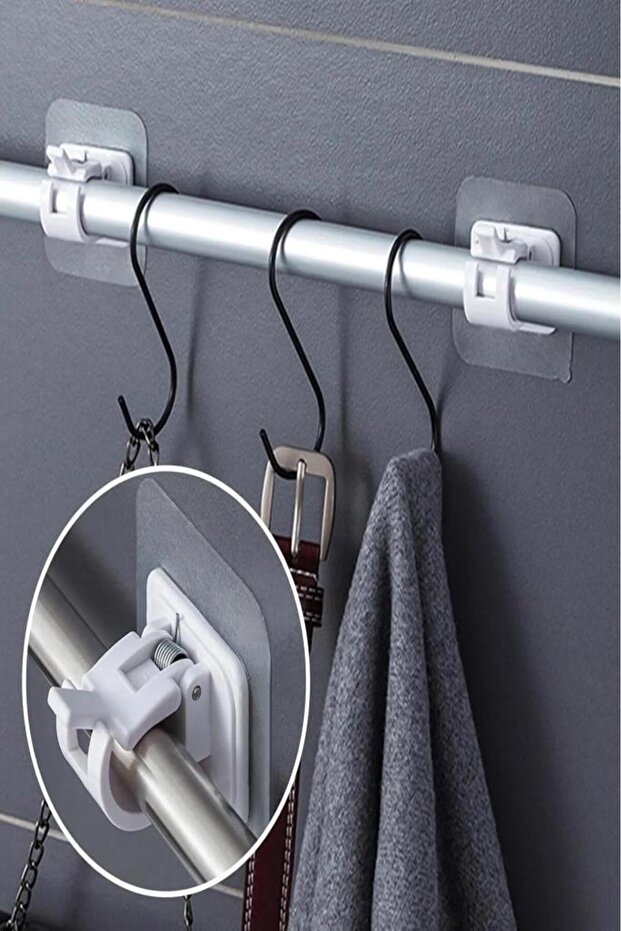 4 Pcs Adhesive Spring Pipe Holder Hooks Cable Organizer Ring Hanger Retainer