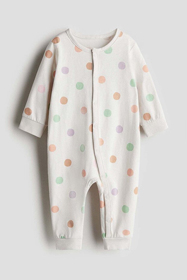 Printed cotton sleepsuit