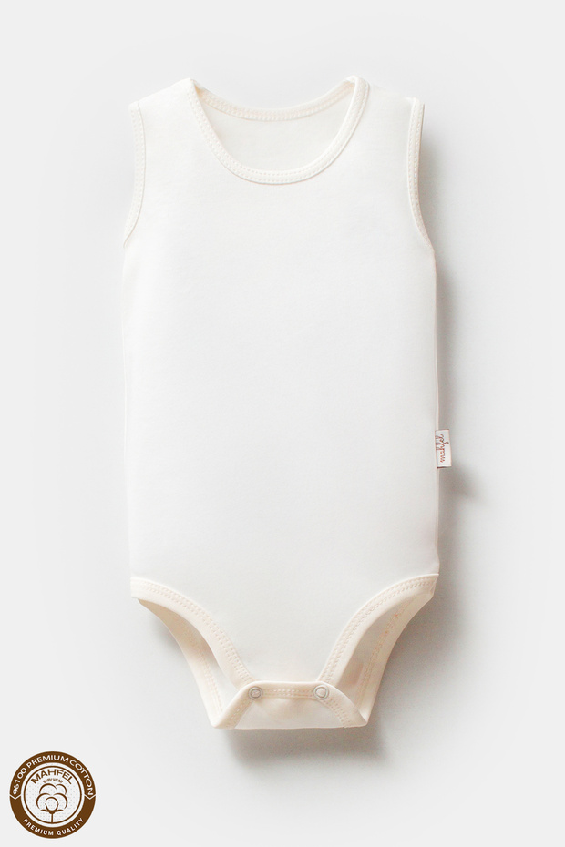 100% Organic Cotton Sleeveless Baby Bodysuit with Snap Fasteners