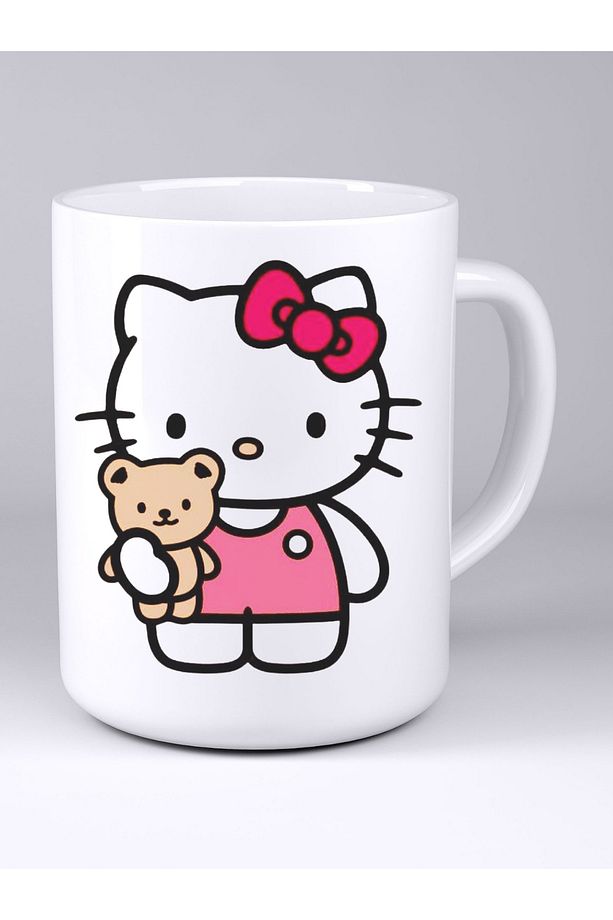 Hello Kitty Tasarım Kupa Bardak - 300 ml Porselen - Baskılı Kahve & Çay Kupası - 1