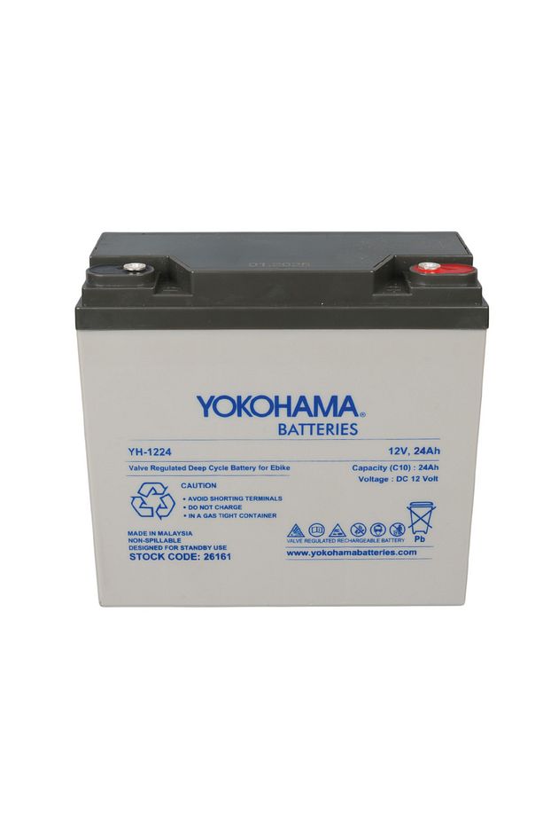 YOKOHAMA YH-1224 12 VOLT - 24 AMPER ELEKTRİKLİ BİSİKLET AKÜSÜ (180 X 76 X 167 MM) (5024) - 2