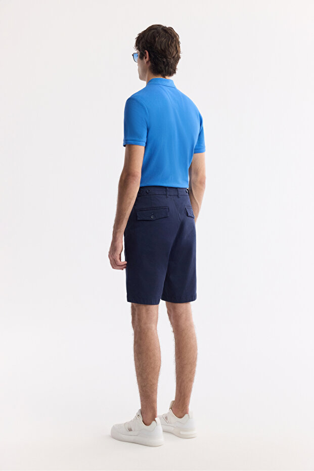 Erkek Lacivert Klasik Bel Pamuklu Bi-Stretch Relaxed Fit Şort A51Y3727 - 3