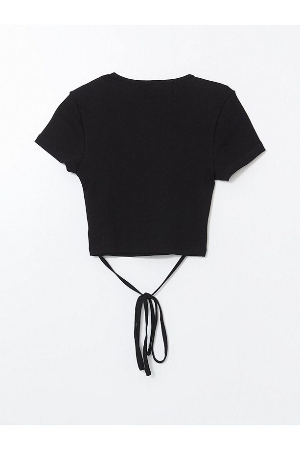 LCW Bisiklet Yaka Dokulu Kadın Crop - 2