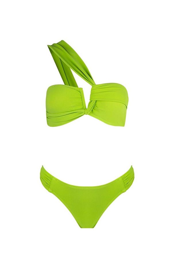 3400 Yeşil Tek Omuz Bikini Takımı - 5