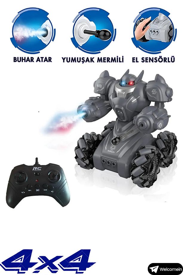 Uzaktan Kumandalı Hareket Sensörlü Robot Duman ve Ateş Atan Yapay Zeka Araba Robotu Yüksek Kalite - 6