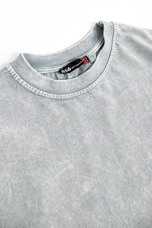 Yıkamalı Beyaz Basic Oversize Unisex Tshirt - 4