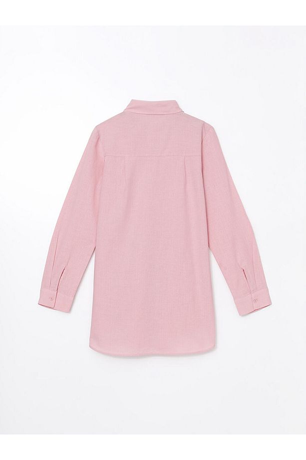 LCW Modest Pembe Gömlek Yaka Düz Gizli Düğmeli Kadın Tunik - 6