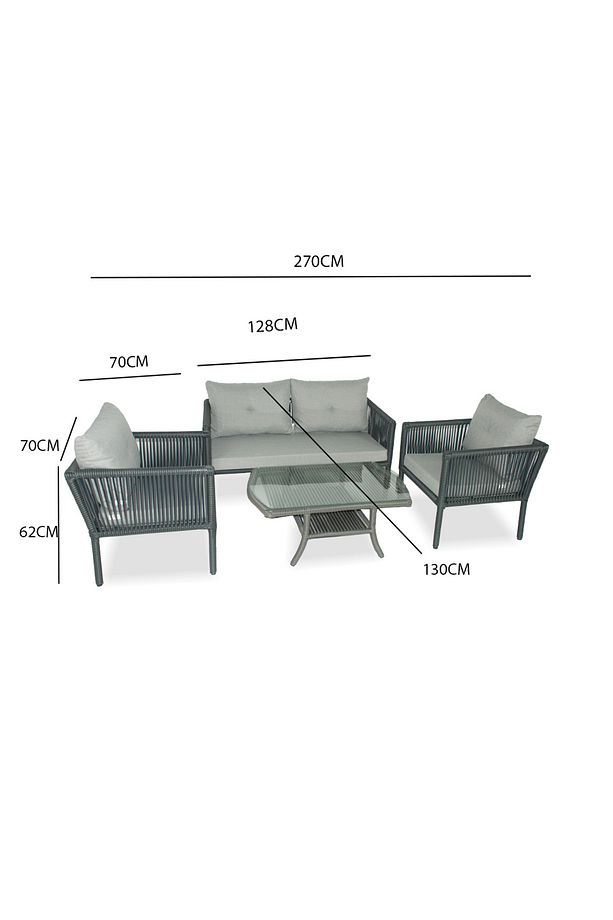 Shangai Classic Rattan Oturma Takımı 2+1+1+sehpa Taş Gri - 2