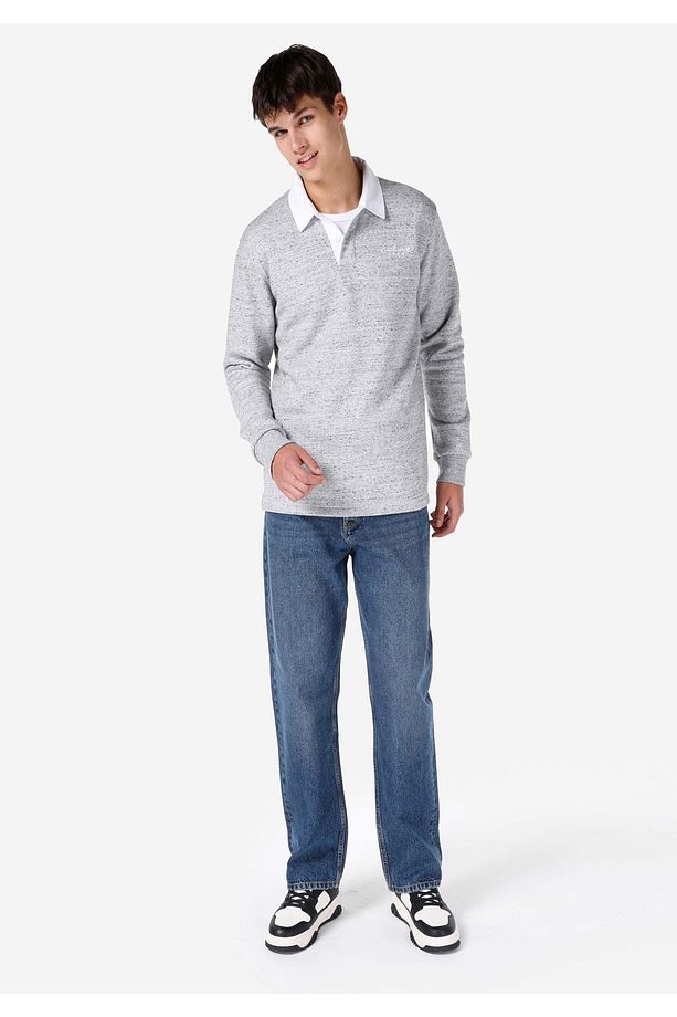 Regular Fit Polo Yaka Erkek Gri Uzun Kol Tişört - 3