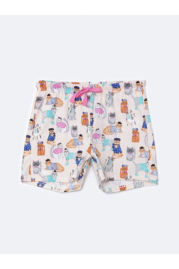 LCW DREAM Pembe Beli Lastikli Desenli Kadın Şort Pijama Altı - 5