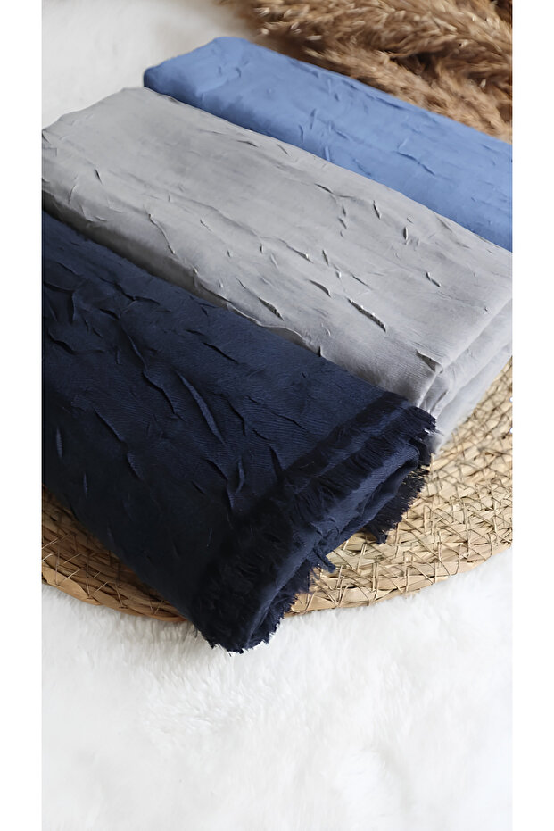 Bamboo Kraş Shawl Set of 3 Navy Blue, Blue, Gray