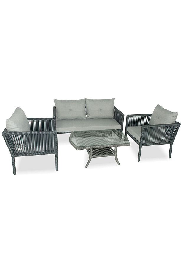 Shangai Classic Rattan Oturma Takımı 2+1+1+sehpa Taş Gri - 3