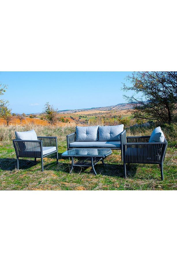 Shangai Classic Rattan Oturma Takımı 2+1+1+sehpa Taş Gri - 8