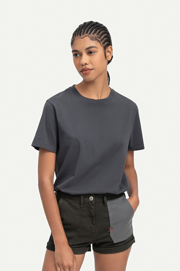 Unisex Regular Fit Basic T-Shirt - Plum - 5