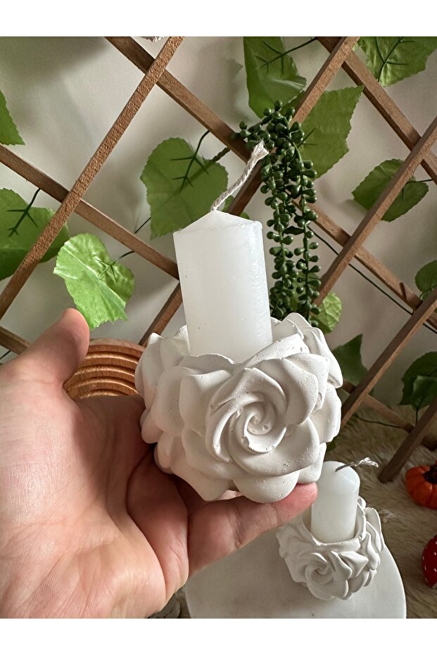 Dekoratif Gül modelli mumluk - 3