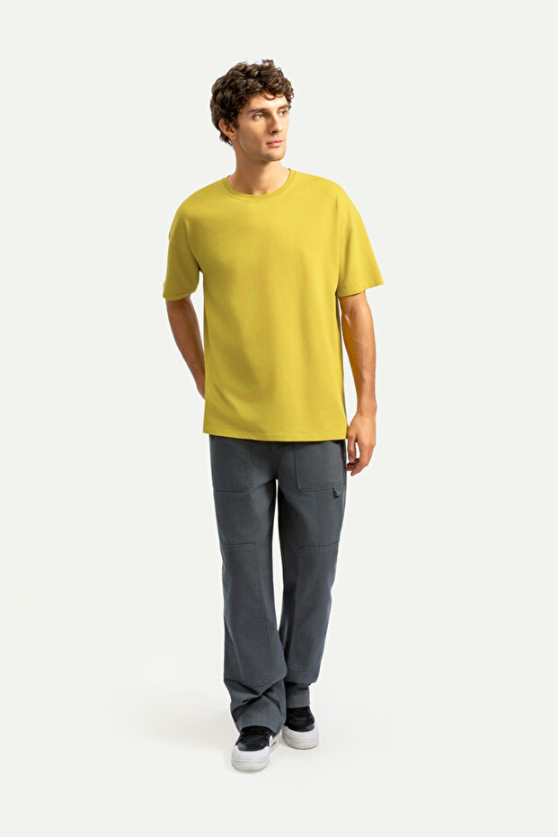 Unisex Oversize/ Relax Fit Basic T-Shirt - Moss - 4