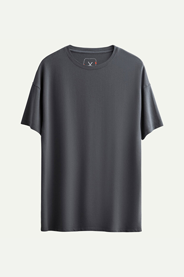 Unisex Oversize/ Relax Fit Basic T-Shirt - Plum - 1