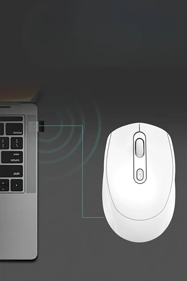 AP-332 2in1 Bluetooth ve 2.4GHz Şarjlı Type-C Girişli Beyaz Bluetooth Kablosuz Mouse Uyumlu - 8