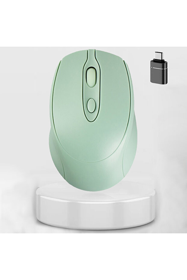 ماوس لاسلكي قابل لإعادة الشحن باللون الأخضر ومتوافق مع البلوتوث 2.4 جيجاهرتز وماوس كمبيوتر لاسلكي USB - 1