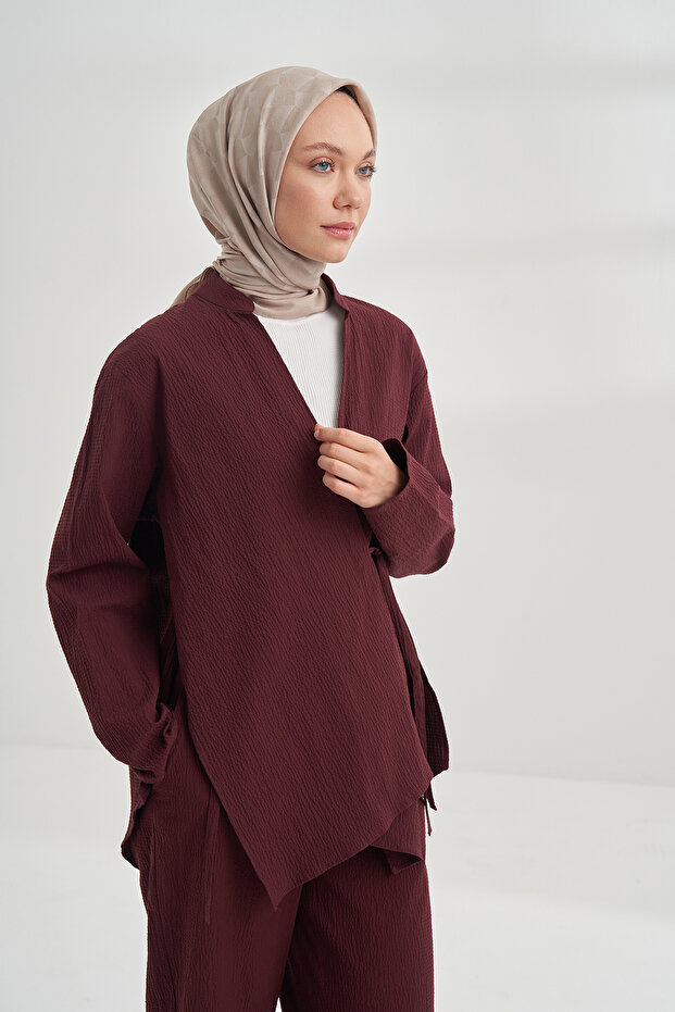 وشاح قطني بنمط هندسي - حجري - 2