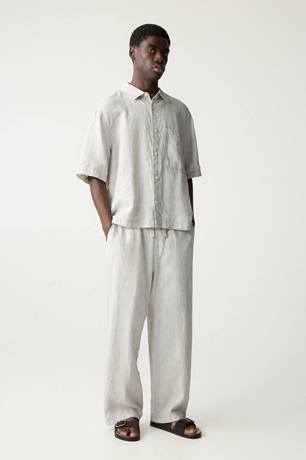 % 100 keten kısa kollu gömlek - 2