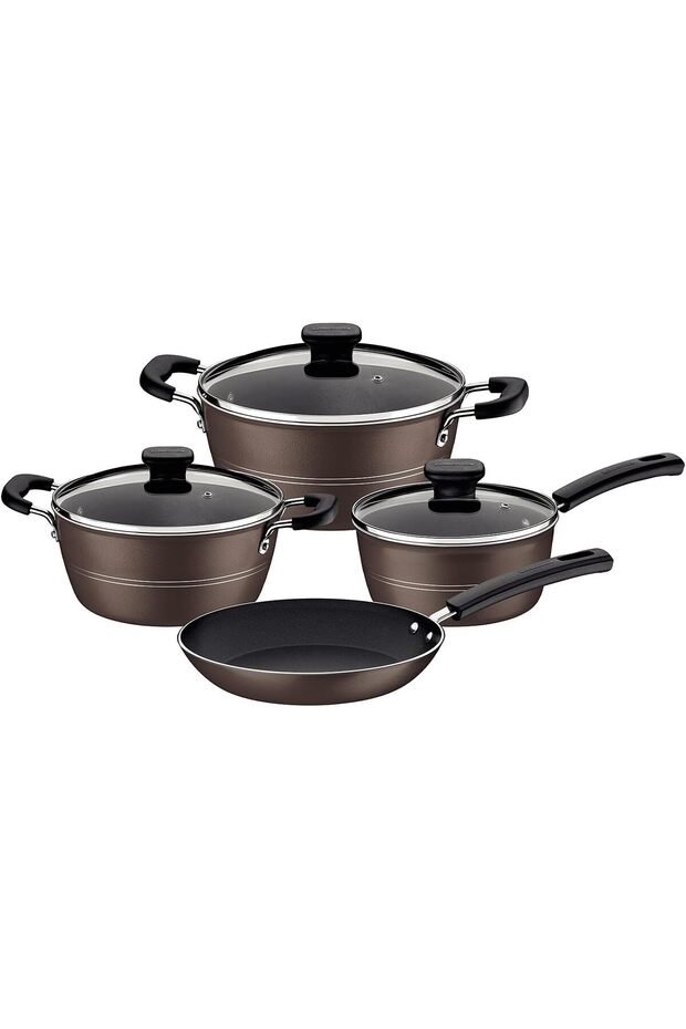 Since 1911, Made In Brazil - Sicilia 7 Pieces Hazelnut Aluminum Cookware Set