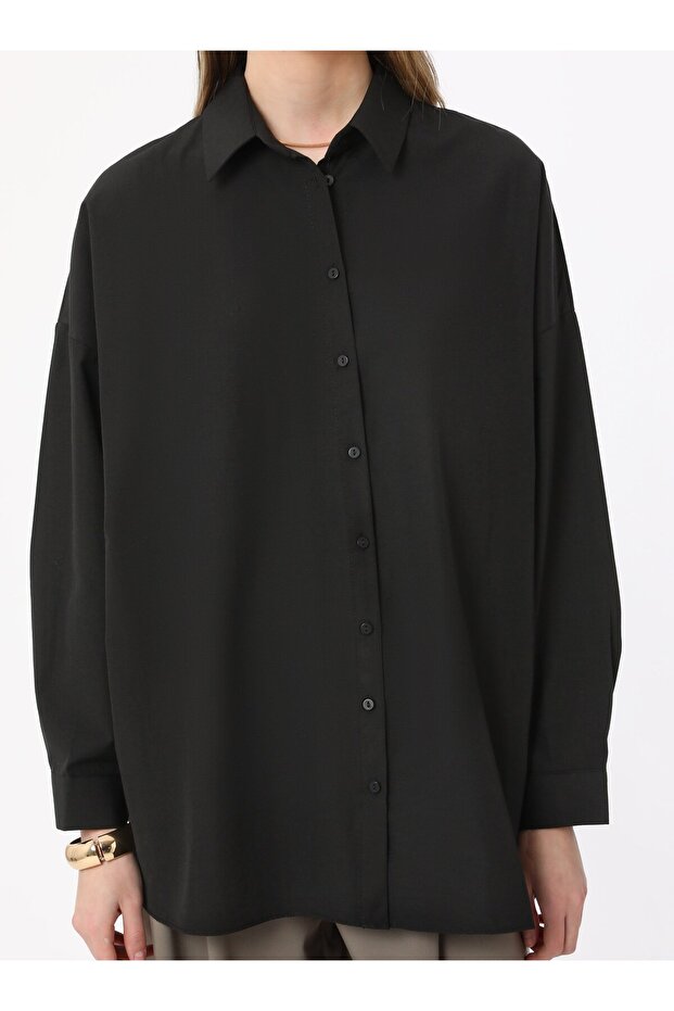 Regular Kalıp Poplin Gömlek - Siyah - Benin - 4