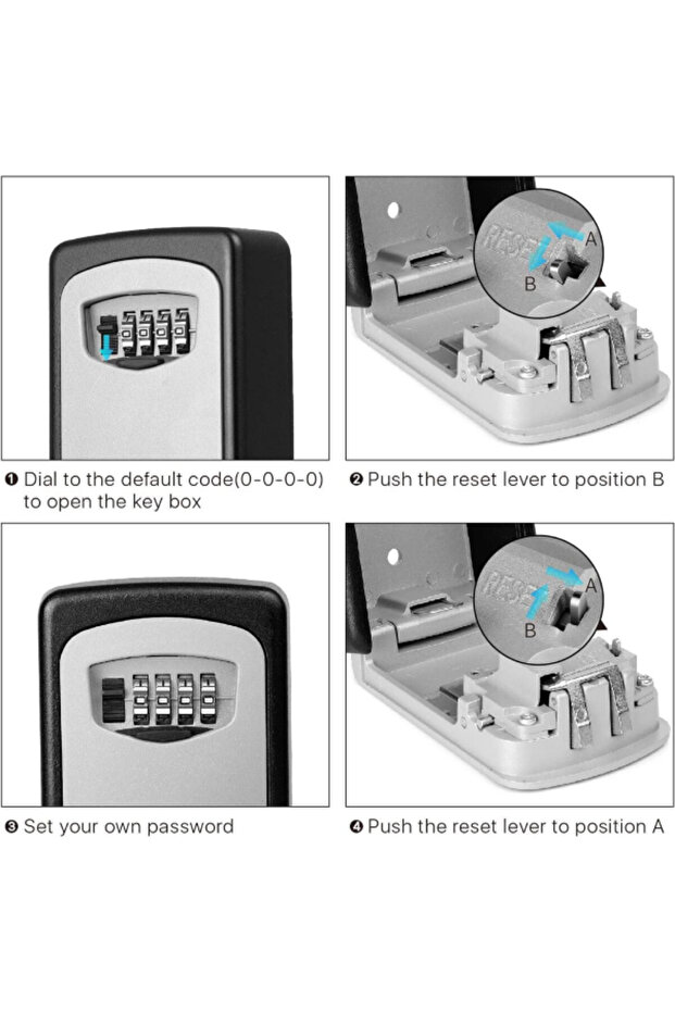 Durable Solid Cast Iron 4-Digit Code Access Key Safe Box with Code - 4