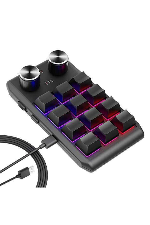 12 Key Bt Programming Macro Custom 2 Knob Bluetooth Keyboard Rgb 12 Key Copy Paste Mini Button Gamin - 1