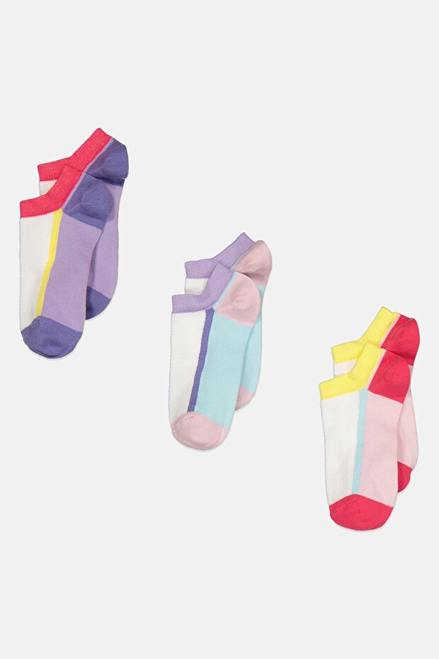 جوارب كاحل سادة للبنات، 3 أزواج، متعددة الألوان - 1