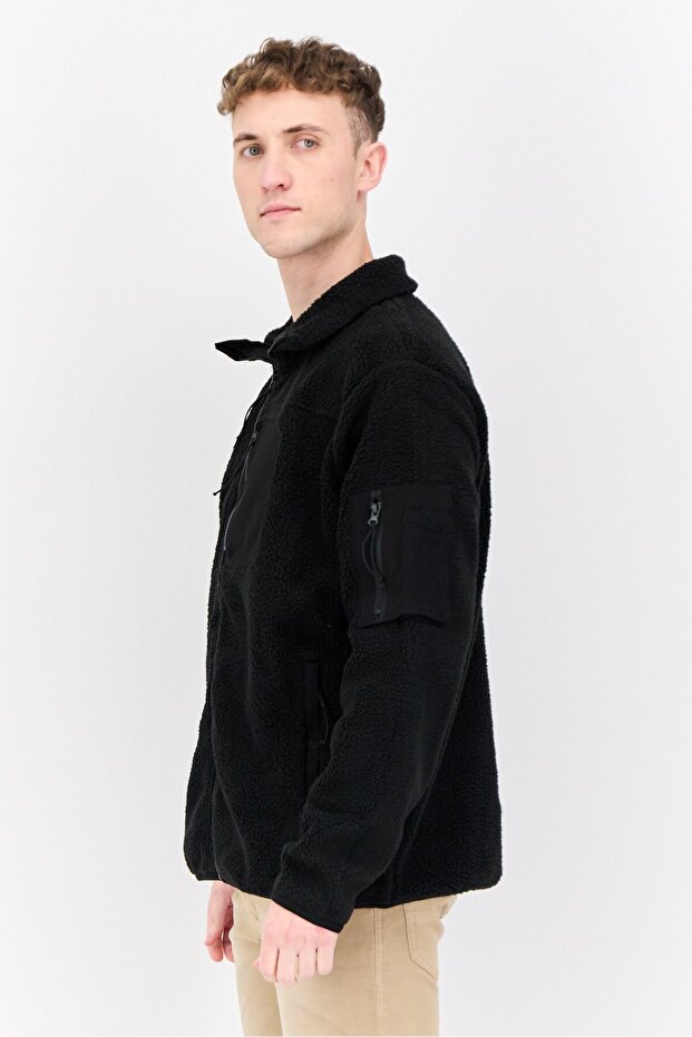 جاكيت سوفتشيل منسوج للرجال، أسود - 2