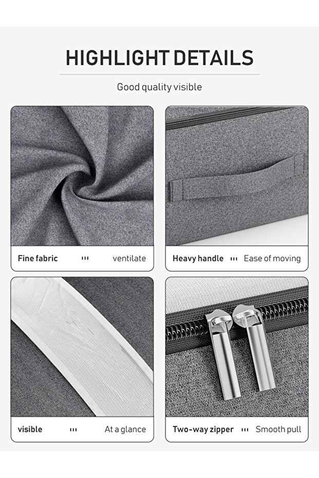 L GRAY 1PC gray clothing storage bag, bed bottom storage bag, quilt storage bag, large capacity orga - 5