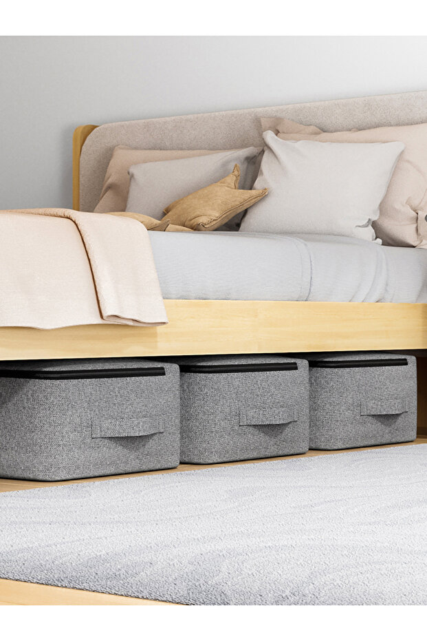 L GRAY 1PC gray clothing storage bag, bed bottom storage bag, quilt storage bag, large capacity orga - 3