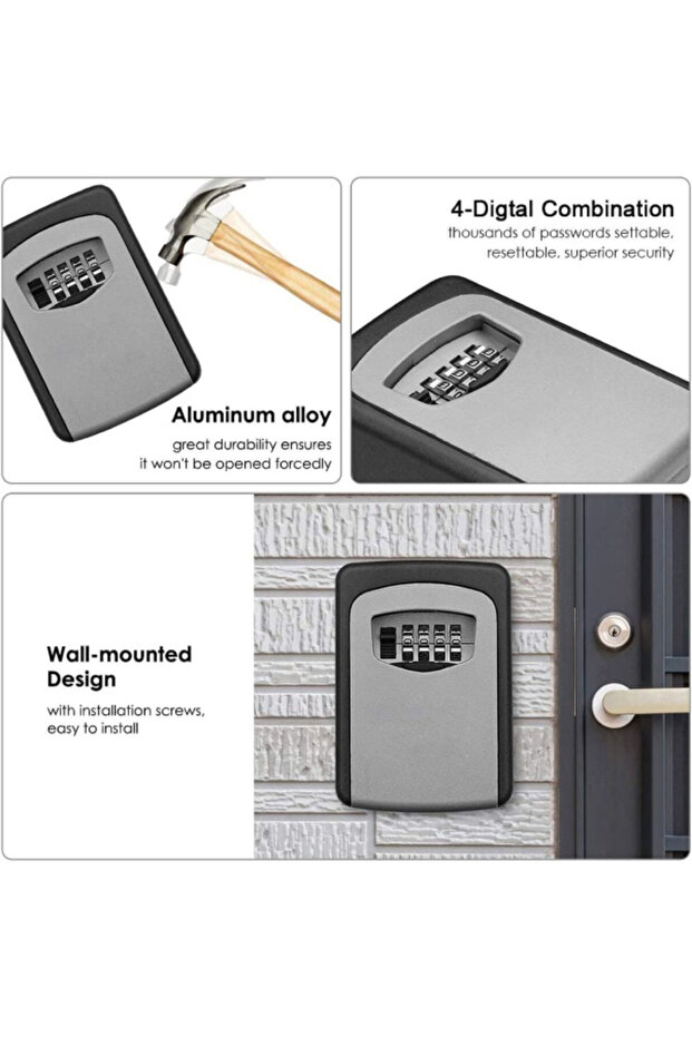 Durable Solid Cast Iron 4-Digit Code Access Key Safe Box with Code - 7