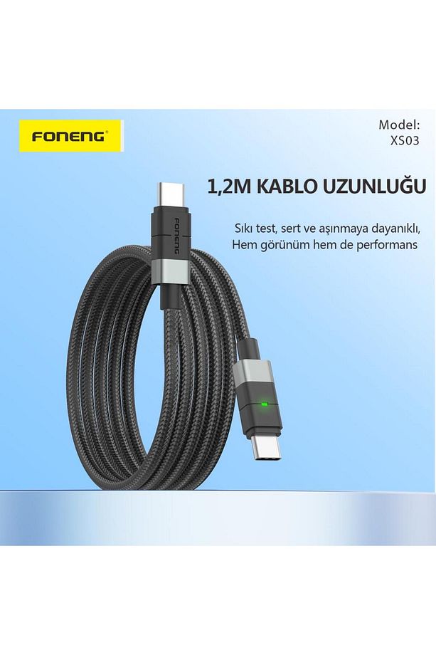 Xs03 60w Type-c Den Type-c Ye Şarj Ve Data Kablosu Ip Örgülü - 4