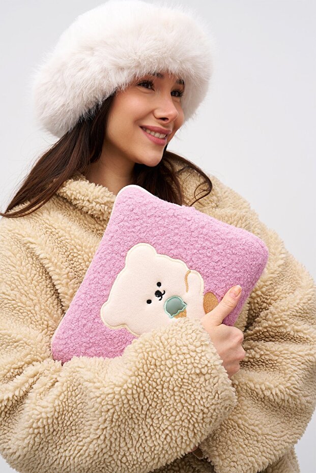 حافظة تيدي بير للكمبيوتر اللوحي مقاس 10 بوصة و11 بوصة متوافقة مع اللون الوردي - 2