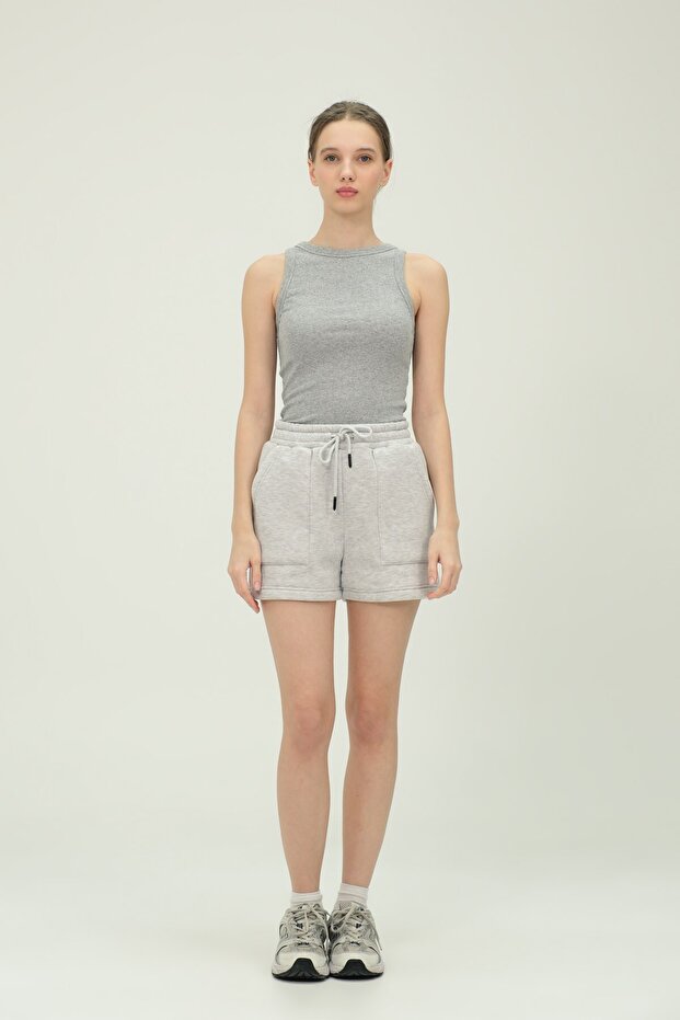 Halter Collar Ribbed Gray Women's Athlete