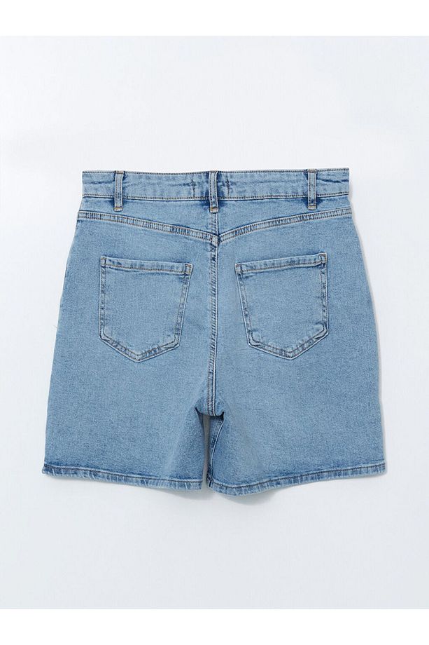 Lcwaikiki Classic Mavi Dar Fit Kadın Jean Şort - 2