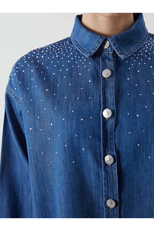 LCW Taşlı Kadın Jean Gömlek - 3