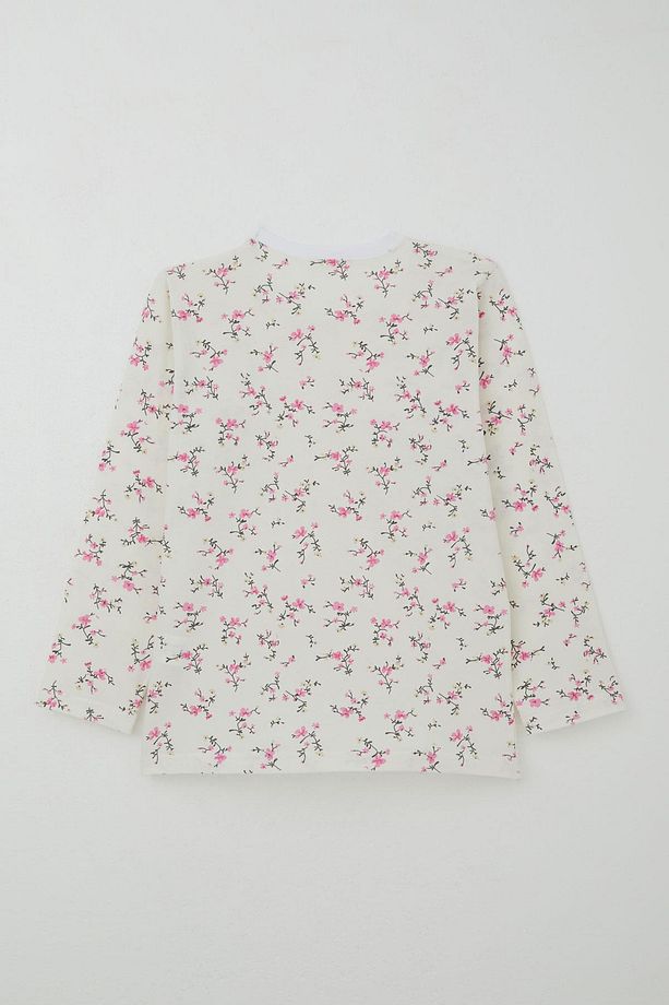Kız Çocuk Pijama Takımı Çiçek Baharı 4-8 Yaş, Ekru - 4