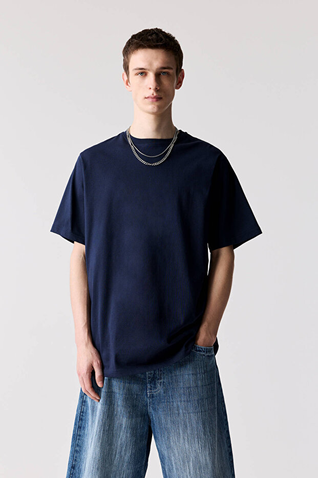 Kısa kollu basic pamuklu t-shirt - 1